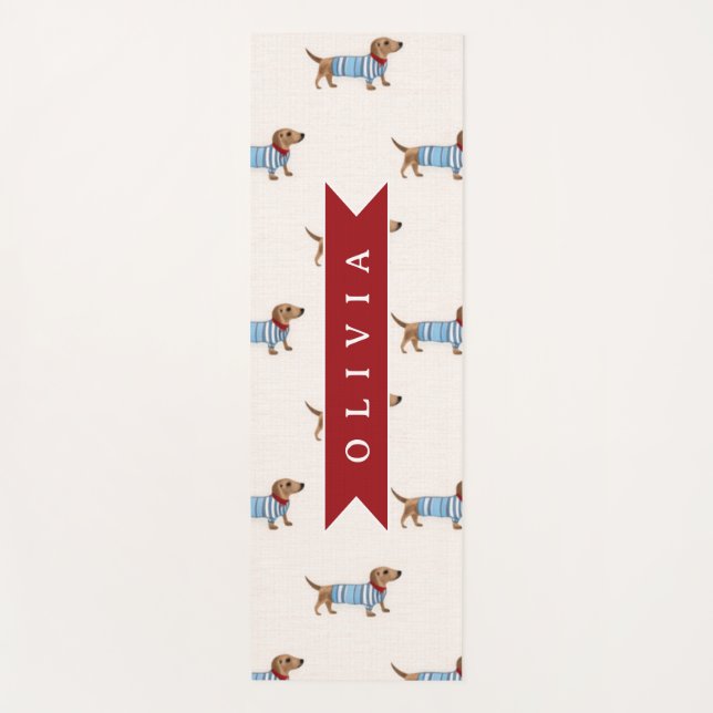 Personalisiertes Vornehmes Süßes Dachshund-Hund-Mu Yogamatte (Vorderseite)