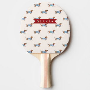 Personalisiertes Vornehmes Süßes Dachshund-Hundemu Tischtennis Schläger