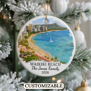 Personalisiertes Waikiki-Strand-Ornament, individu Keramik Ornament