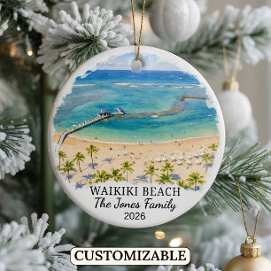 Personalisiertes Waikiki-Strand-Ornament, individu Keramik Ornament
