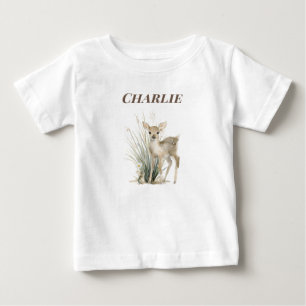 Personalisiertes Wald Reh Baby T-shirt