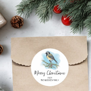 Personalisiertes Waldvogel-Weihnachten Runder Aufkleber