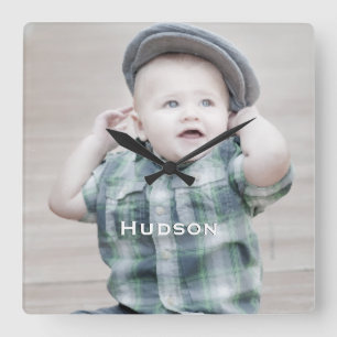 Personalisiertes Wall-Clock-Baby-Foto Quadratische Wanduhr