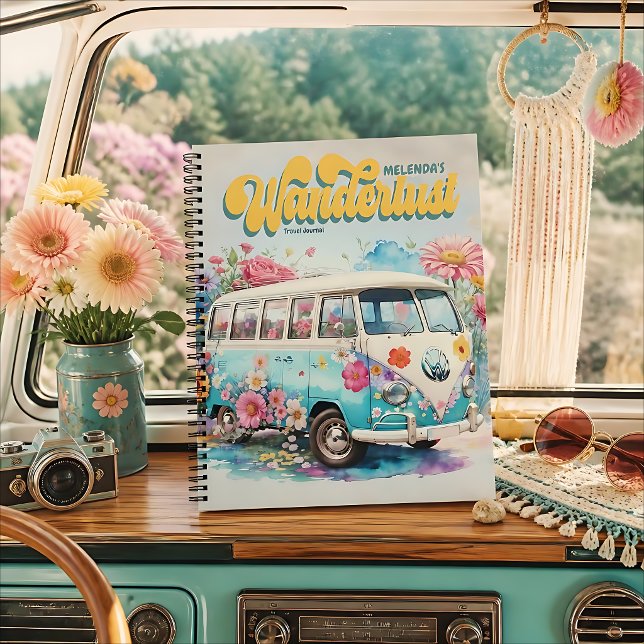 Personalisiertes Wanderlust Retro Bus Travel Journ Notizbuch (Von Creator hochgeladen)