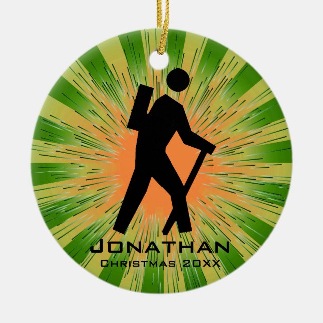Personalisiertes Wandern Keramik Ornament (Vorne)