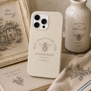 Personalisiertes Warmbeige Vintage-Französisch-Lan iPhone 15 Pro Hülle