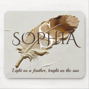 Personalisiertes Warmbraunes Feder-Monogramm Mousepad