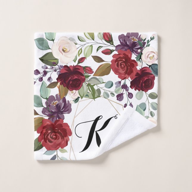 Personalisiertes Wash Tuch White Roses Gold Geomet (Waschlappen)
