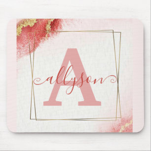 Personalisiertes Wasserfarbe rosa Glitter   Mousepad