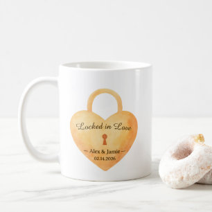 Personalisiertes Wasserfarbe-Schloss-und-Schlüssel Kaffeetasse