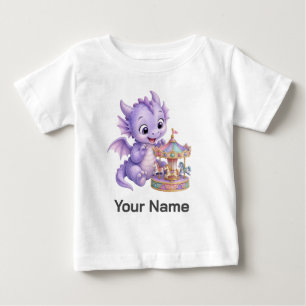 Personalisiertes Wasserfarben-Baby-Drachen-Karusse Baby T-shirt
