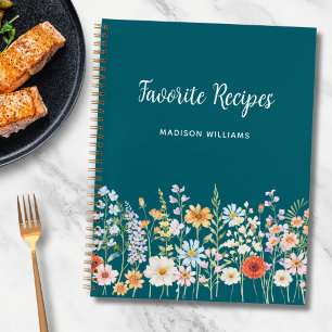 Personalisiertes Wasserfarben-Blumen-Blumen-Rezept Notizbuch