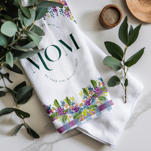 Personalisiertes Wasserfarben-Blumen-Mama Geschirrtuch
