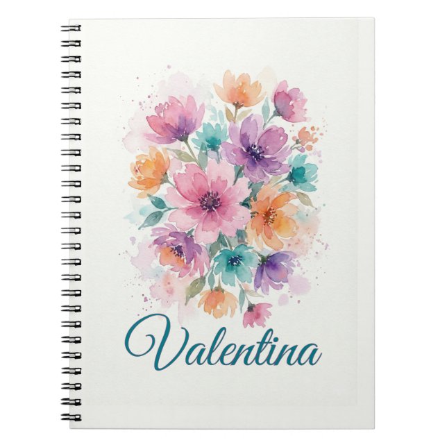 Personalisiertes Wasserfarben-Blumen-Name-Notizbuc Notizblock (Vorderseite)