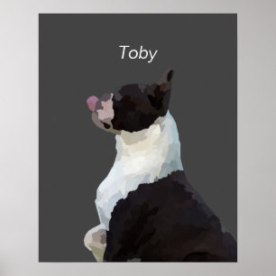 Personalisiertes Wasserfarben-Boston-Terrier-Hunde Poster