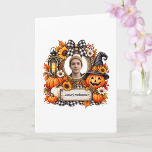 Personalisiertes Wasserfarben-Kürbis-Halloween-Fot Karte