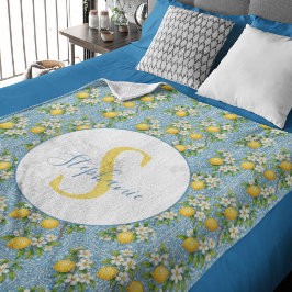 Personalisiertes Wasserfarben-Limonen-Blau-Kachel- Fleecedecke