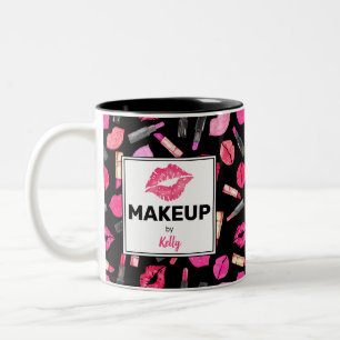 Personalisiertes Wasserfarben-Lipstick-Muster Zweifarbige Tasse