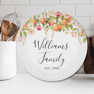 Personalisiertes Wasserfarben Orange Elegantes Fam Schneidebrett