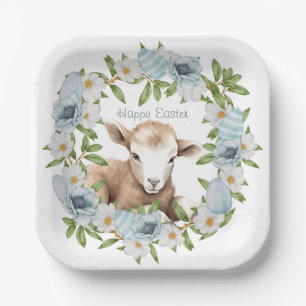 Personalisiertes Wasserfarben-Osterlamm Pappteller