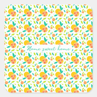 Personalisiertes Wasserfarben Süße Orangenmuster Quadratischer Aufkleber