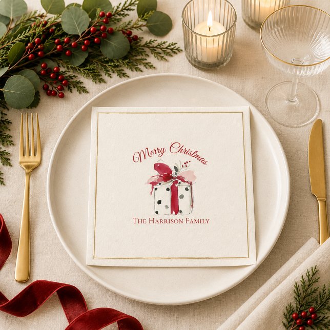 Personalisiertes Wasserfarben-Weihnachtsgeschenk Serviette (Von Creator hochgeladen)