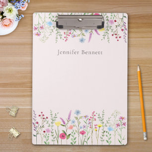 Personalisiertes Wasserfarben-Wildblumen-Clipboard Klemmbrett