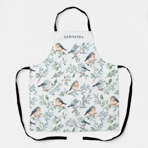 Personalisiertes Wasserfarben-Wintervogel-Design  Schürze