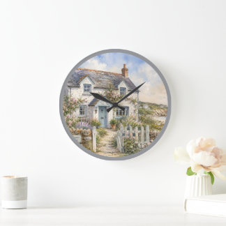 Personalisiertes Wasserfarbenbild Ferienhaus am Me Große Wanduhr