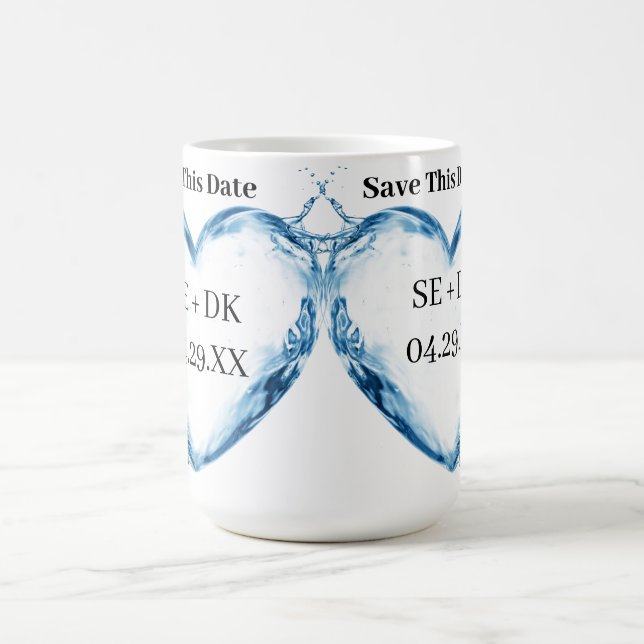 Personalisiertes Wasserherz Gerettet Dieses Datum Kaffeetasse (Mittel)