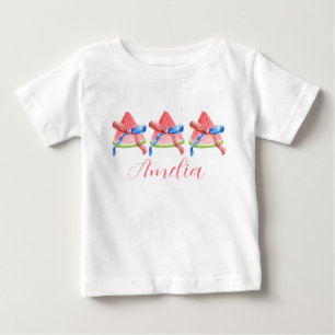 Personalisiertes Wassermelonen-patriotisches Klein Baby T-shirt