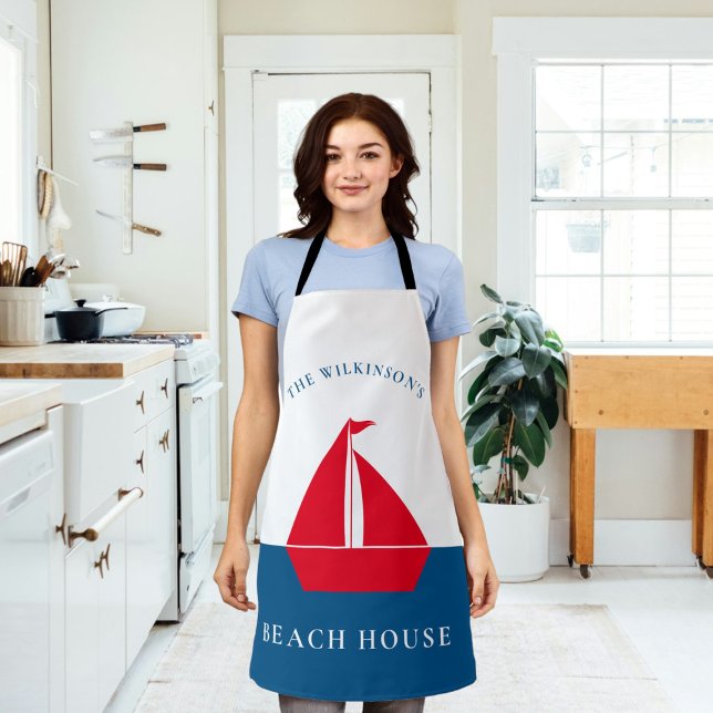 Personalisiertes Wassersportzentrum Schürze (modern nautical personalized beach house kitchen apron , modern stylish and minimalistic )