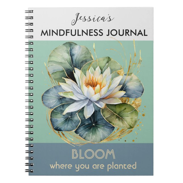 Personalisiertes "Water Lily Green Mindfullness Jo Notizblock (Vorderseite)