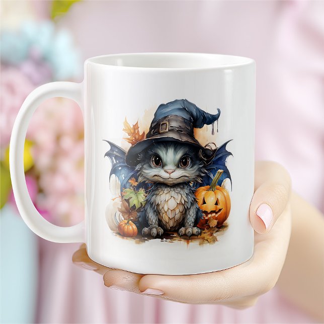 Personalisiertes Watercolor Baby Dragon Halloween Kaffeetasse (Von Creator hochgeladen)