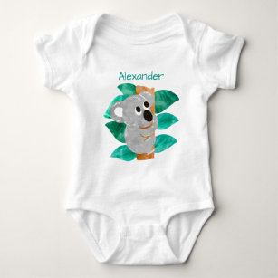 Personalisiertes Watercolor-Baby-Koala-Bärn-Tier Baby Strampler