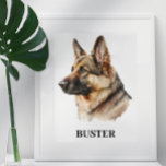 Personalisiertes Watercolor German Shepherd Portra Poster<br><div class="desc">Dieses Design kann durch Auswahl der Option Design bearbeiten personalisiert werden. Sie können auch auf andere Gegenstände übertragen. Kontaktieren Sie mich unter colorflowcreations@gmail.com oder nutzen Sie die Chat-Option oben auf der Seite, wenn Sie dieses Design auf einem anderen Produkt haben möchten oder Hilfe bei diesem Design benötigen. Sehen Sie mehr...</div>