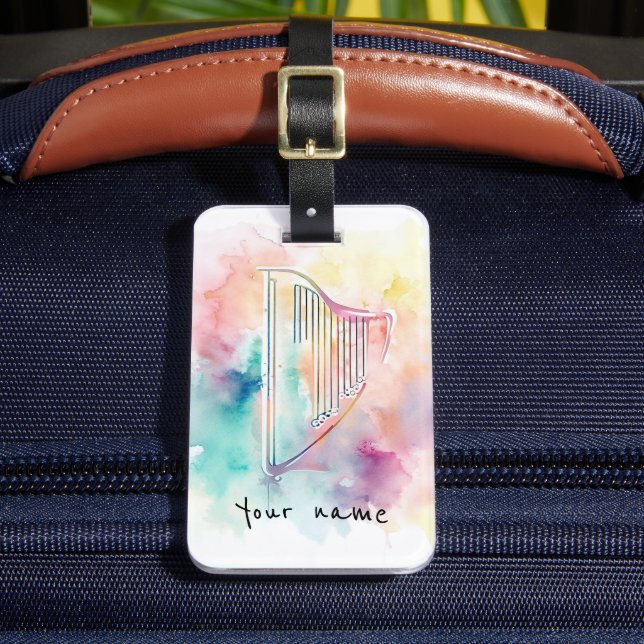 Personalisiertes Watercolor Harn Gepäckstück Gepäckanhänger (Vorderseite Insitu 2)