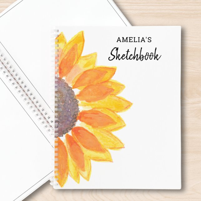 Personalisiertes Watercolor Sonnenblumenbuch Notizbuch (Von Creator hochgeladen)