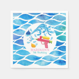 Personalisiertes Watergun Girl Geburtstagspapier Serviette