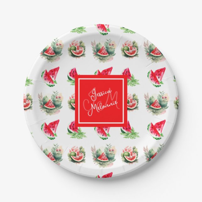 Personalisiertes Watermelon Sommer-Party Pappteller (Vorderseite)