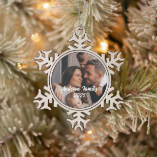 Personalisiertes Weihnachten Familie Benutzerdefin Schneeflocken Zinn-Ornament