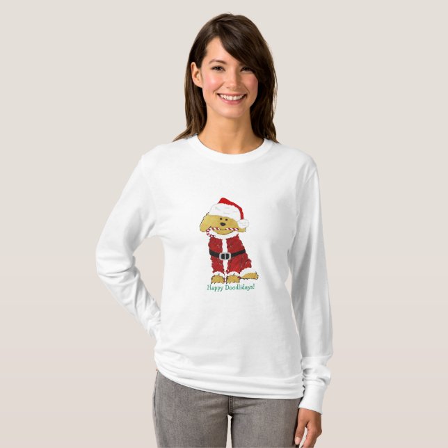 Personalisiertes Weihnachten Goldendoodle Weihnach T-Shirt (Vorne ganz)