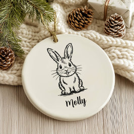 Personalisiertes Weihnachten-Häschen Keramik Ornament