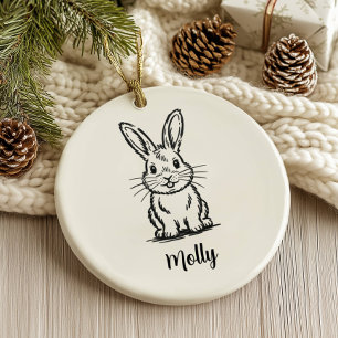 Personalisiertes Weihnachten-Häschen Keramik Ornament