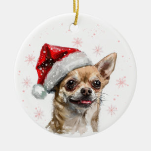 Personalisiertes Weihnachten Hund Chihuahua Keramik Ornament