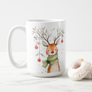 Personalisiertes Weihnachten mit süßen Rentieren Kaffeetasse