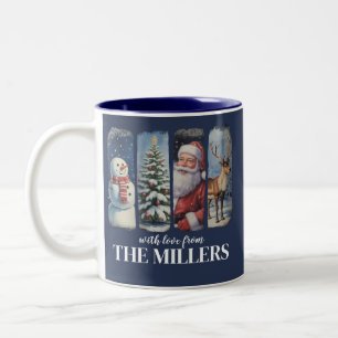 Personalisiertes Weihnachten Vintage Weihnachtsman Zweifarbige Tasse
