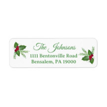 Personalisiertes Weihnachts-Adresse mit Holly Rot