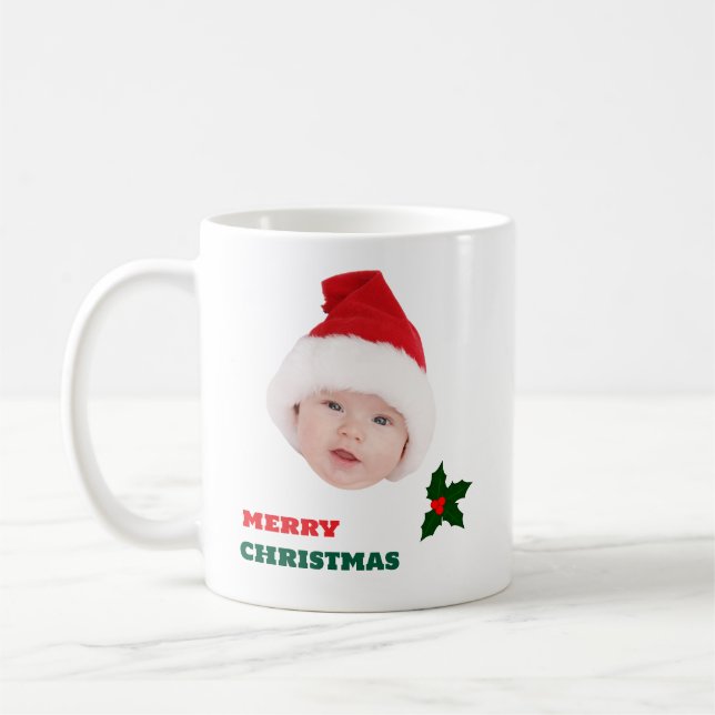 Personalisiertes Weihnachts-Baby-Gesicht Kaffeetasse (Links)