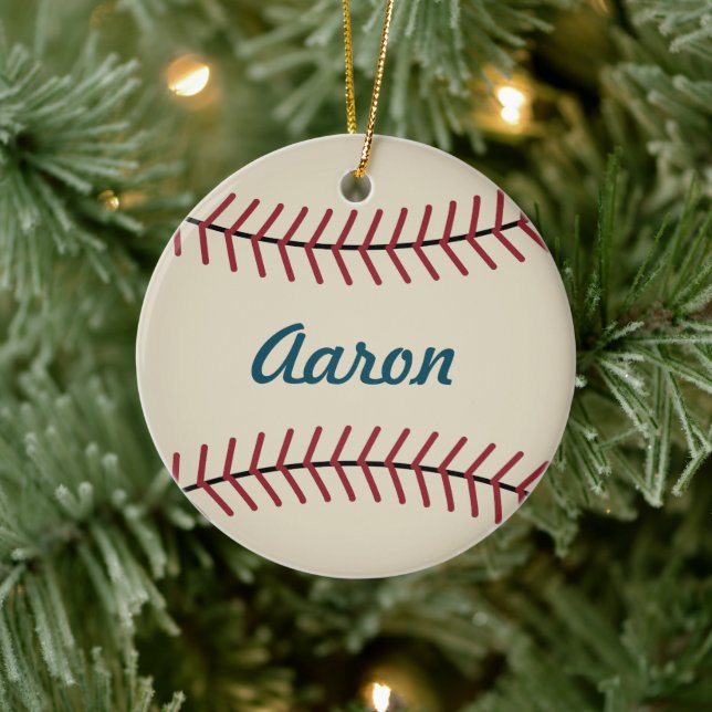 Personalisiertes Weihnachts-Baseball-Sportzentrum Keramikornament (Baum)